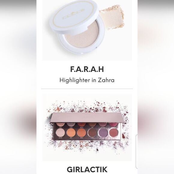 F.A.R.A.H Zahra Highlighter & GIRLACTIK Essential Eyeshadow Palette NEW MSRP $76 - Picture 1 of 12